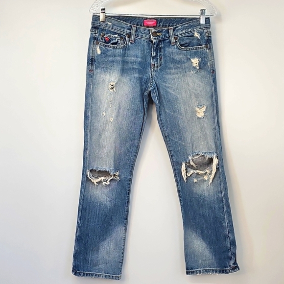 VTG Abercrombie & Fitch Pink Label Distressed Grunge Biker 5-pocket Jeans Sz:2 - Picture 1 of 12